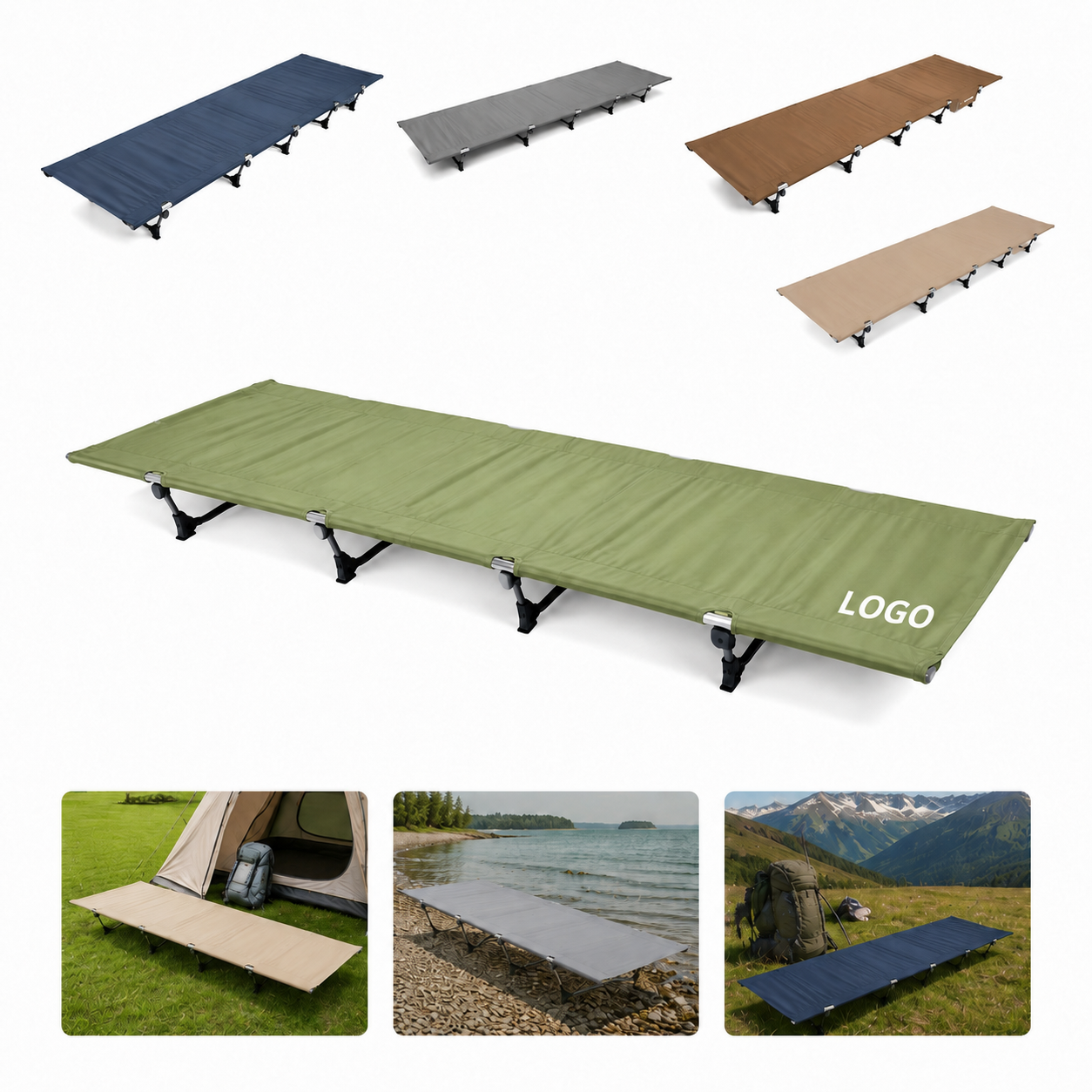 Aluminum Frame Foldable Camping Cot with 600D Oxford Fabric