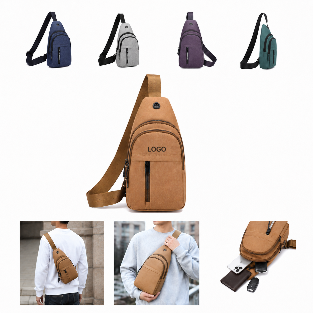 Oxford Cloth Anti-Theft Sling Crossbody Backpack Shoulder Bag