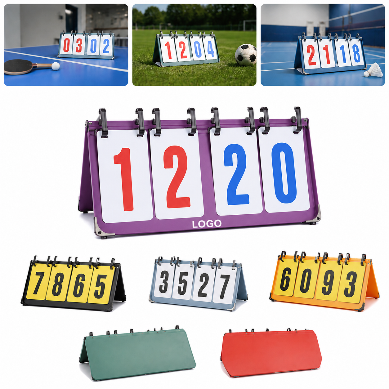 Flip-Number Four-Digit Court Scoreboard