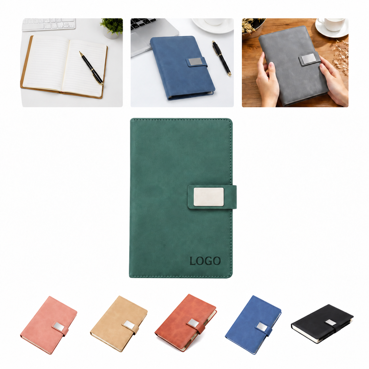 Soft-Touch Mid-Size Lined Notebook with Clip