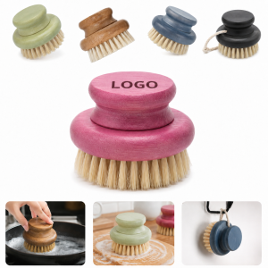 Bamboo Wooden Cleaning Brush Set with Hanging Strap