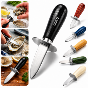 Stainless Steel Oyster Shucking Knife with Wooden Handle