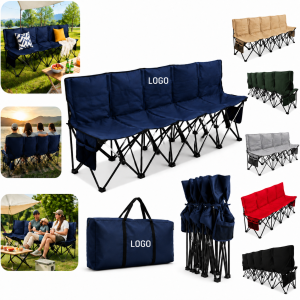 Six-Seat Steel Frame Foldable Bench with Backrest
