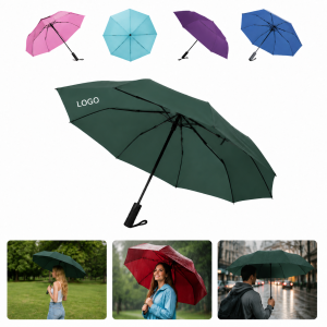 Windproof Fiberglass Frame Compact Travel Umbrella 210T Pongee Canopy